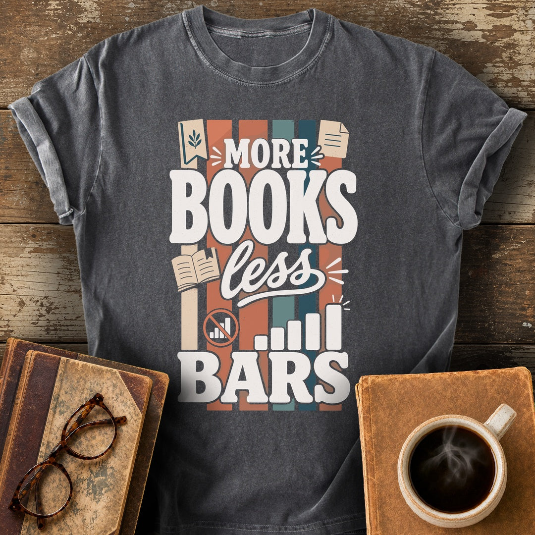 More Books Less Bars Tee - pepper shirt mockup